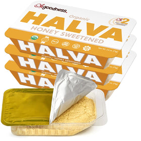 Wellbee's OhGoodness! Honey Halva 3-pack packaging, convenient on-the-go snack.