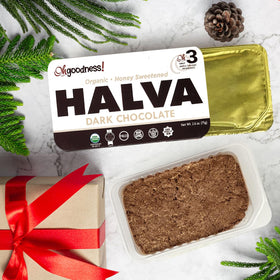 Wellbee's OhGoodness! honey halva with dark chocolate swirls adds a rich note