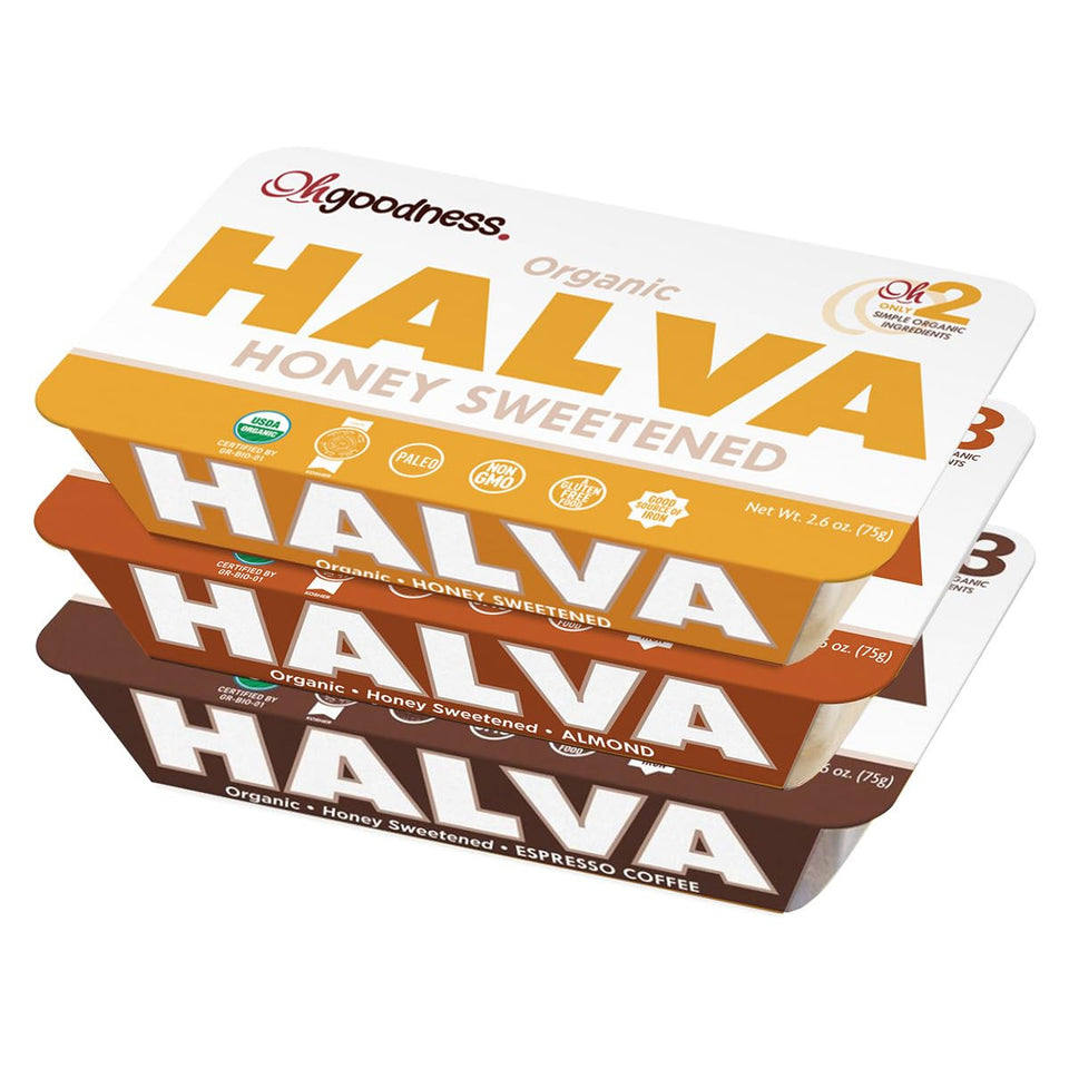 Wellbee's OhGoodness Honey Halva Original 75g pack highlighting the melt-in-mouth texture and clean ingredients.