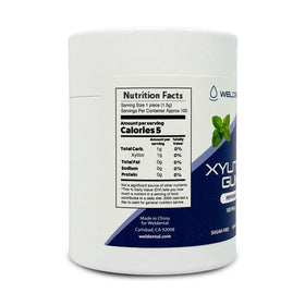 WELdental Xylitol Gum peppermint flavor distribution for lasting fresh breath after chewing.