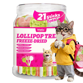 Wellix freeze-dried cat grass dragon fruit goat milk lollipop, tasty interactive reward for pets.