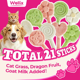 Wellix freeze-dried chicken-recipe cat treats lollipop, easy-to-hold training snack.
