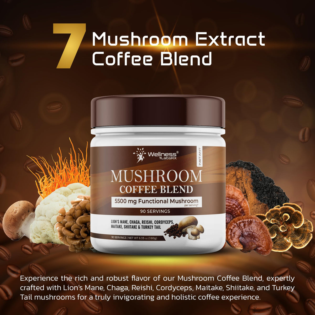 Wellness LabsRX Chaga mushroom powder antioxidant rich notes.