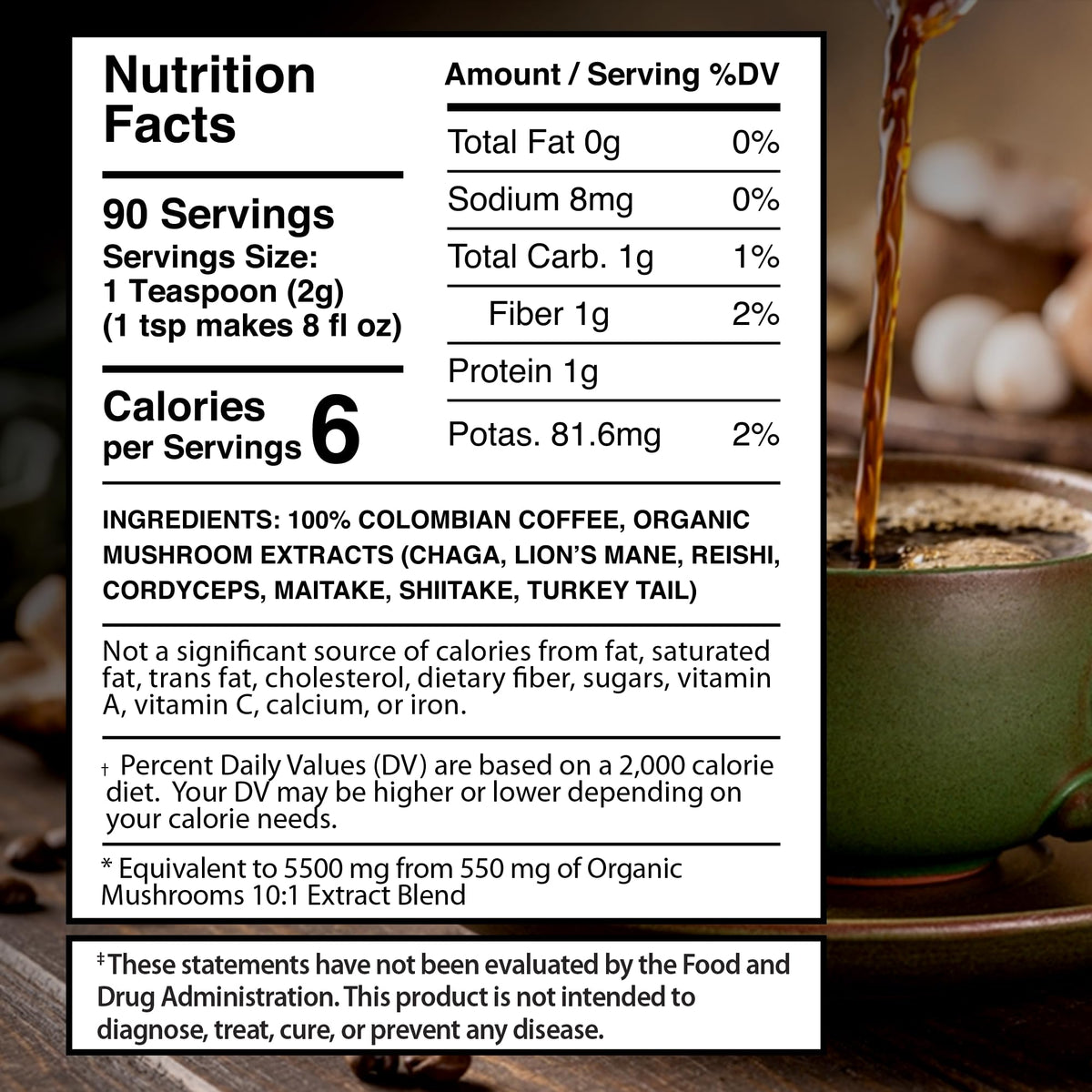 Wellness LabsRx mushroom coffee bag and scoop for quick natural energy.