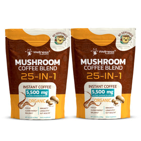 Wellness Labs RX Mushroom Coffee packaging front highlights premium blend and flavor