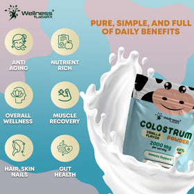 WELLNESS LABSRX Vanilla Colostrum Powder in glass of water