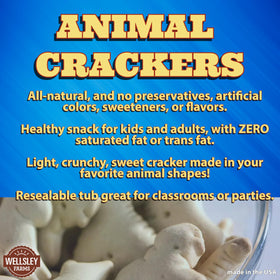 Wellsley Farms Animal Crackers packaging closeup highlights natural ingredients.