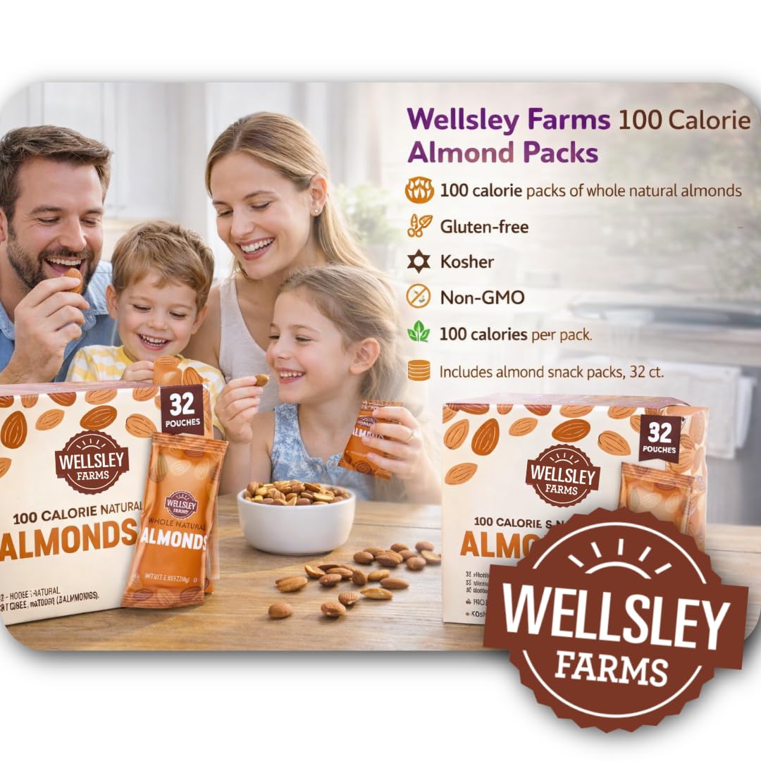Wellsley Farms kosher almond snacks in single packs provide certified options for mindful eating.
