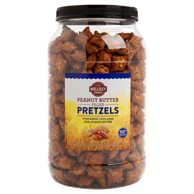 Wellsley Farms peanut butter filled pretzels in a jar for easy snacking