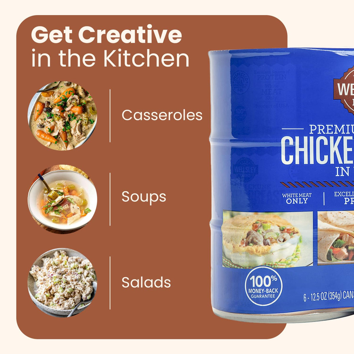 Wellsley Farms diced chicken in a salad bowl, quick weekday dinner starter.
