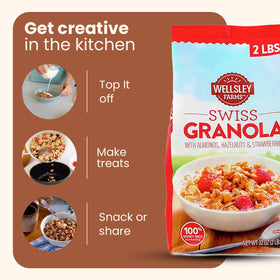 Wellsley Farms Swiss Granola as a cereal topping for extra crunch and flavor.