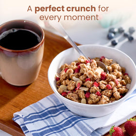 Wellsley Farms Swiss Granola crunchy oats texture visible for a hearty breakfast crunch.