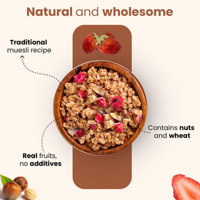 Wellsley Farms Swiss Granola served with yogurt bowl, protein-rich start to the day.