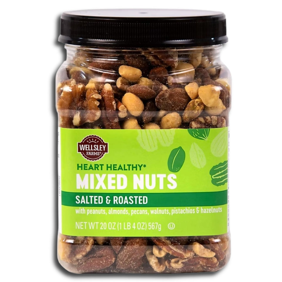 Wellsley Farms Heart Healthy Nut Mix in a bowl, a wholesome protein-rich snack.