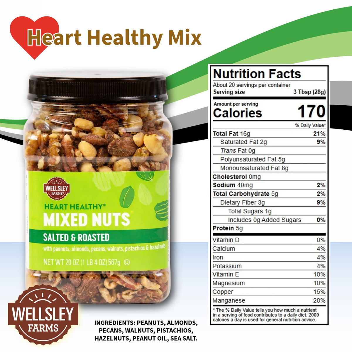 Wellsley Farms Nut Mix pack with resealable lid for on-the-go freshness.