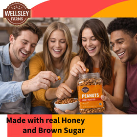 Wellsley Farms honey roasted peanuts served in a bowl, perfect for gatherings.