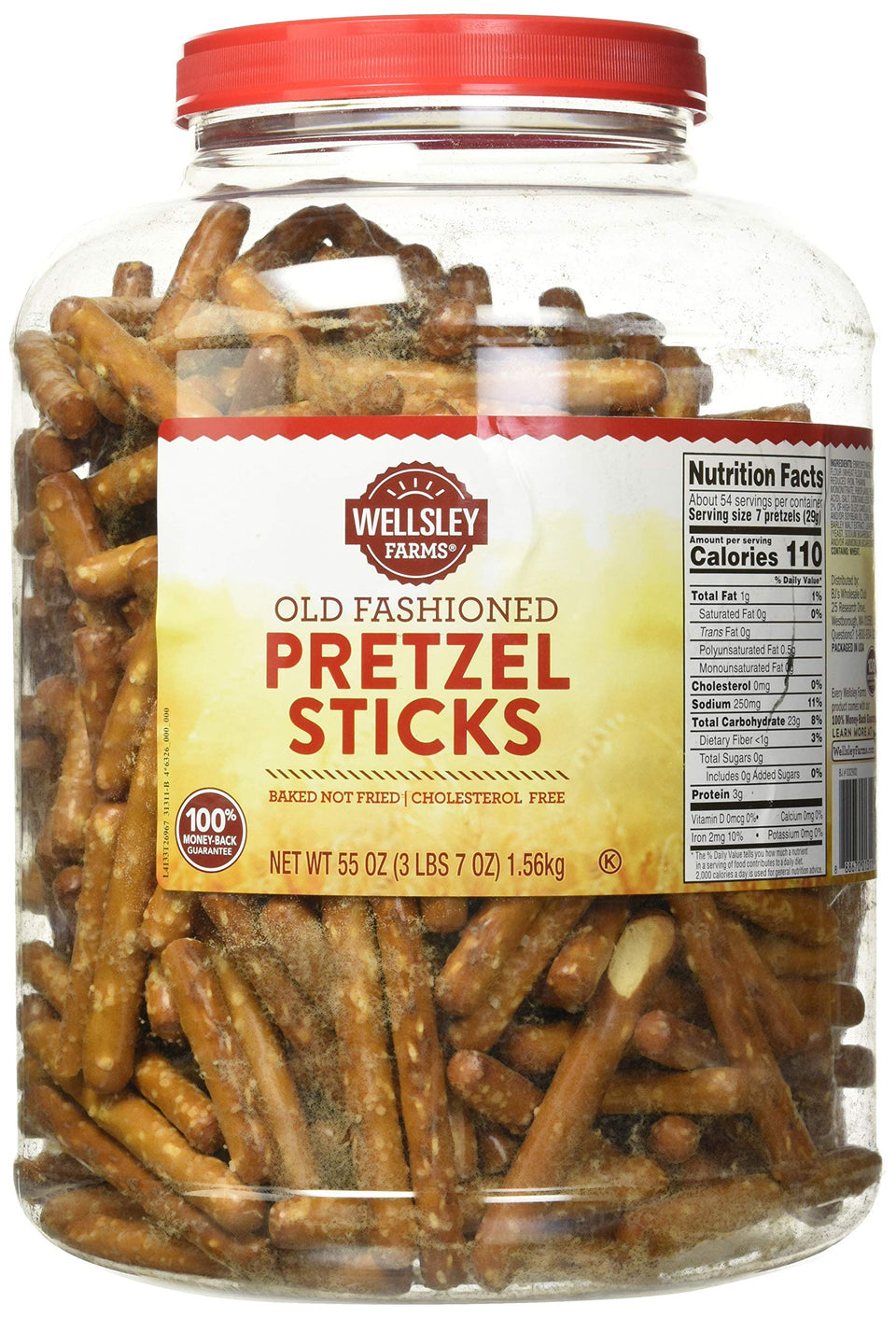 Wellsley Farms pretzel sticks in brown package for easy snacking at home.