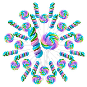 WellSpring Rainbow Swirl Lollipops add vibrant color to party tables and themes.