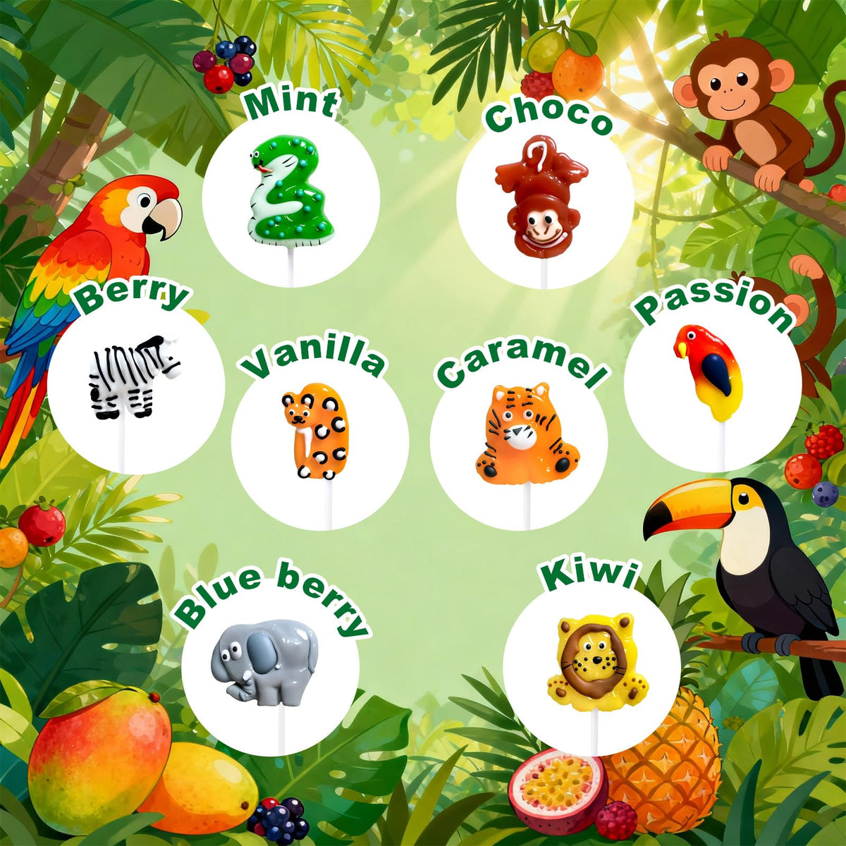 WellSpring Safari Jaguar-shaped lollipop with diverse flavors for party treats