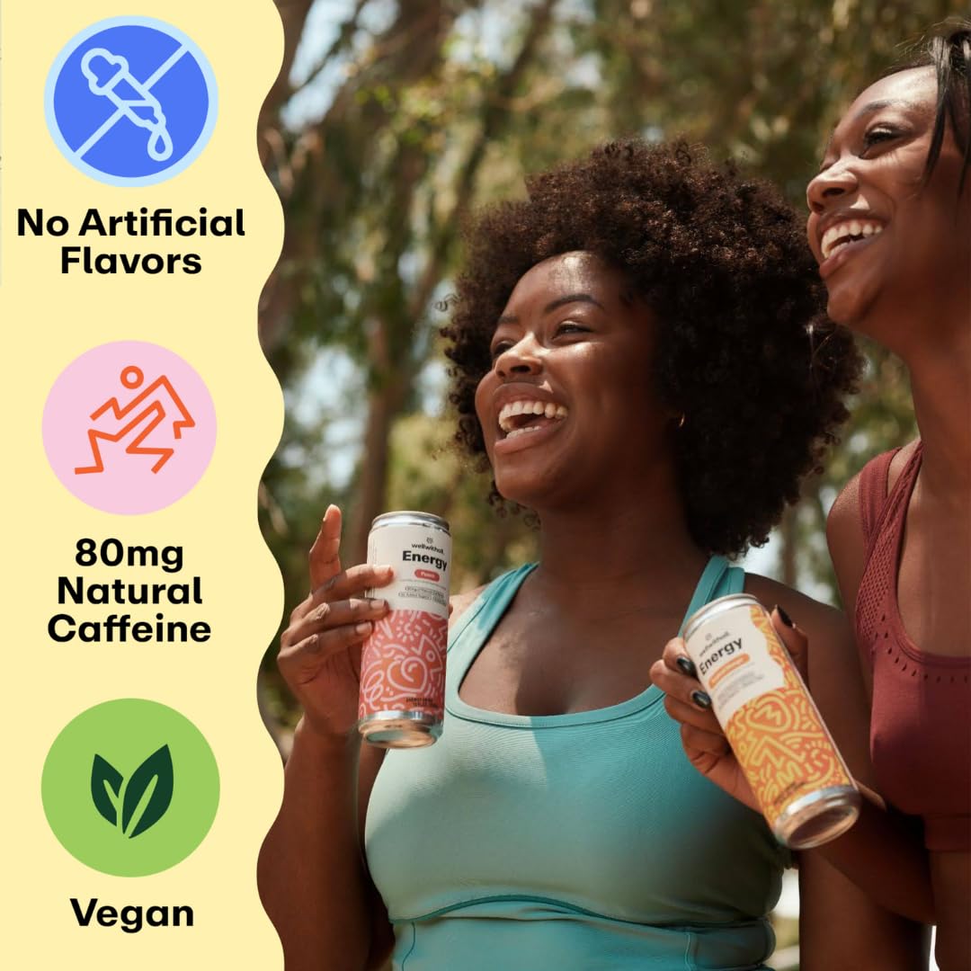 WellWithAll energy drink visuals highlighting 30% juice blend.