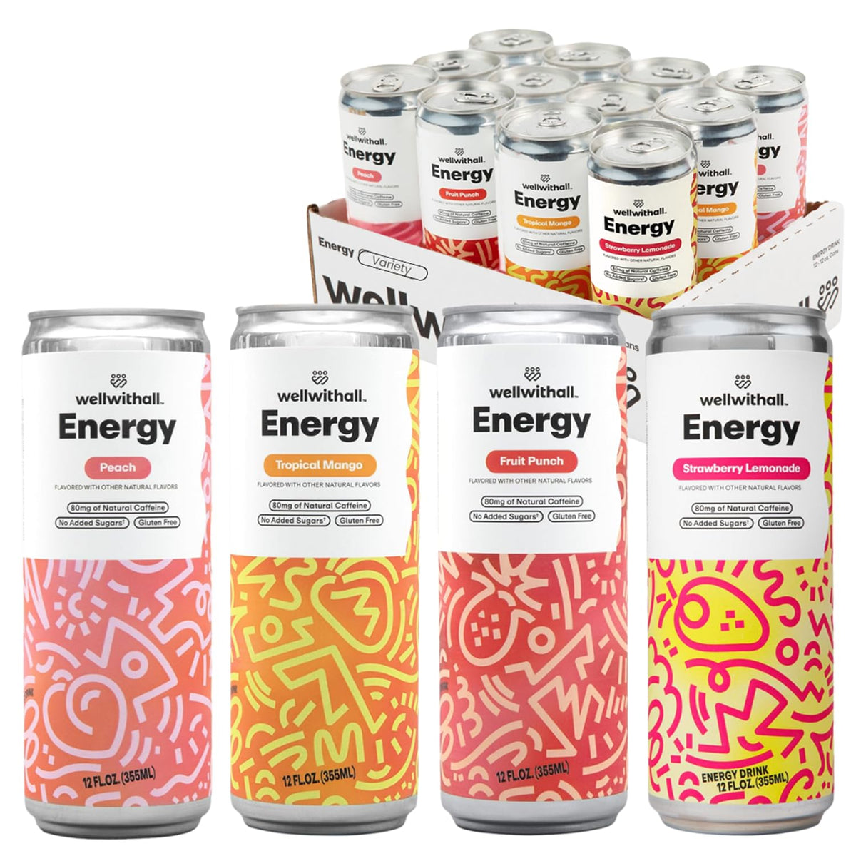 WellWithAll Strawberry Lemonade energy drink can for steady afternoon focus.