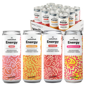 WellWithAll Strawberry Lemonade energy drink can for steady afternoon focus.