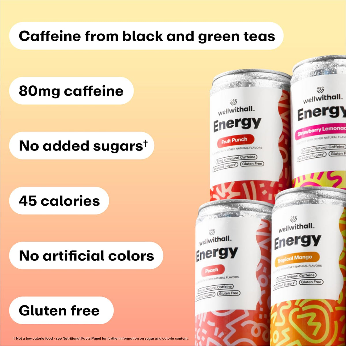 WellWithAll Tropical Mango energy drink can with a lightly sparkling refresh.