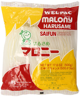 Wel-Pac Malony Harusame Saifun package front, ideal for sukiyaki and salads.