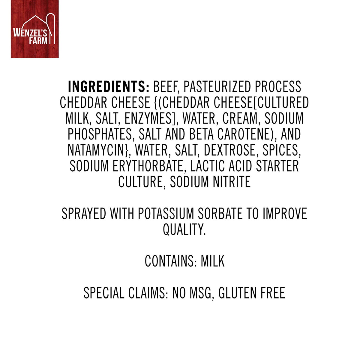 Wenzel's Farm beef with cheddar sticks, two-pack, convenient for sharing or quick meals.
