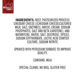 Wenzel's Farm beef with cheddar sticks, two-pack, convenient for sharing or quick meals.