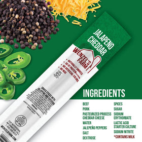 Wenzel's Farm Jalapeño Cheddar Sticks gluten-free label on packaging