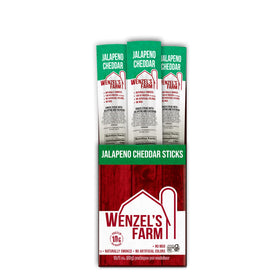 Wenzel's Farm Jalapeño Cheddar Sticks ingredient panel highlighting gluten-free recipe