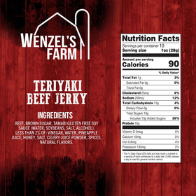 Close-up of jerky slices showing real meat texture and smoky glaze by Wenzel's Farm