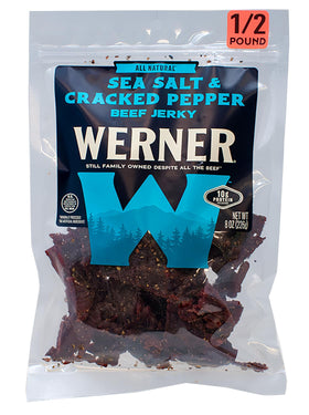 Werner beef jerky sea salt cracked pepper 8oz pack for bold flavor