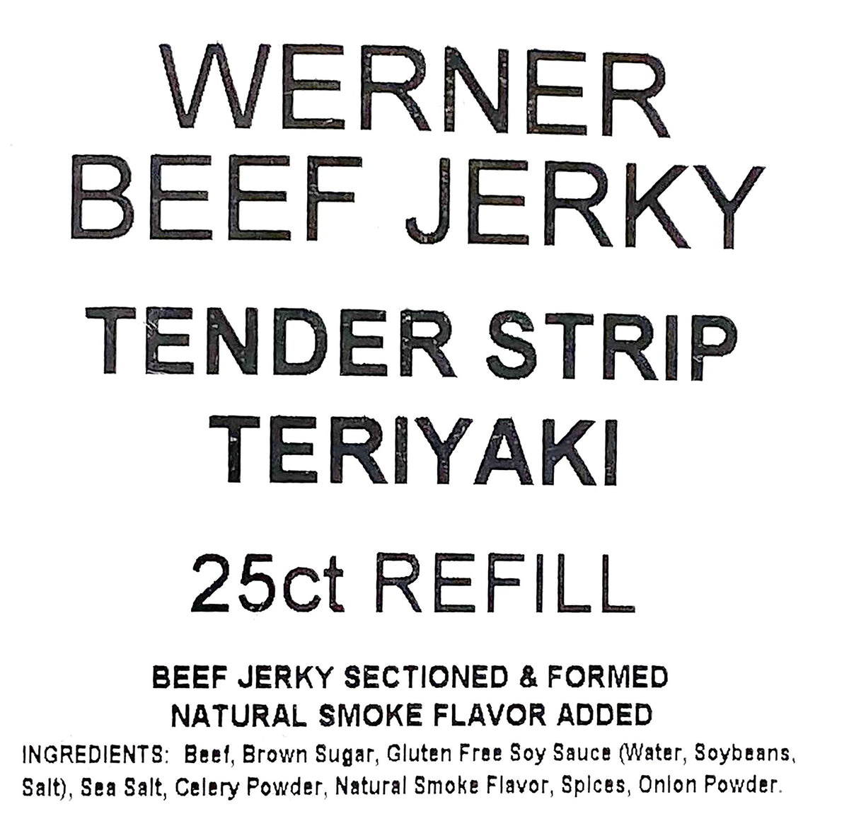 Werner Tender Strips Teriyaki closeup with protein-rich appeal.