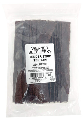 Werner Tender Strips Teriyaki packaging for on-the-go snacking.