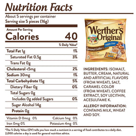 Textured toffee surface of Werther's sugar-free candies with rich coffee aroma.