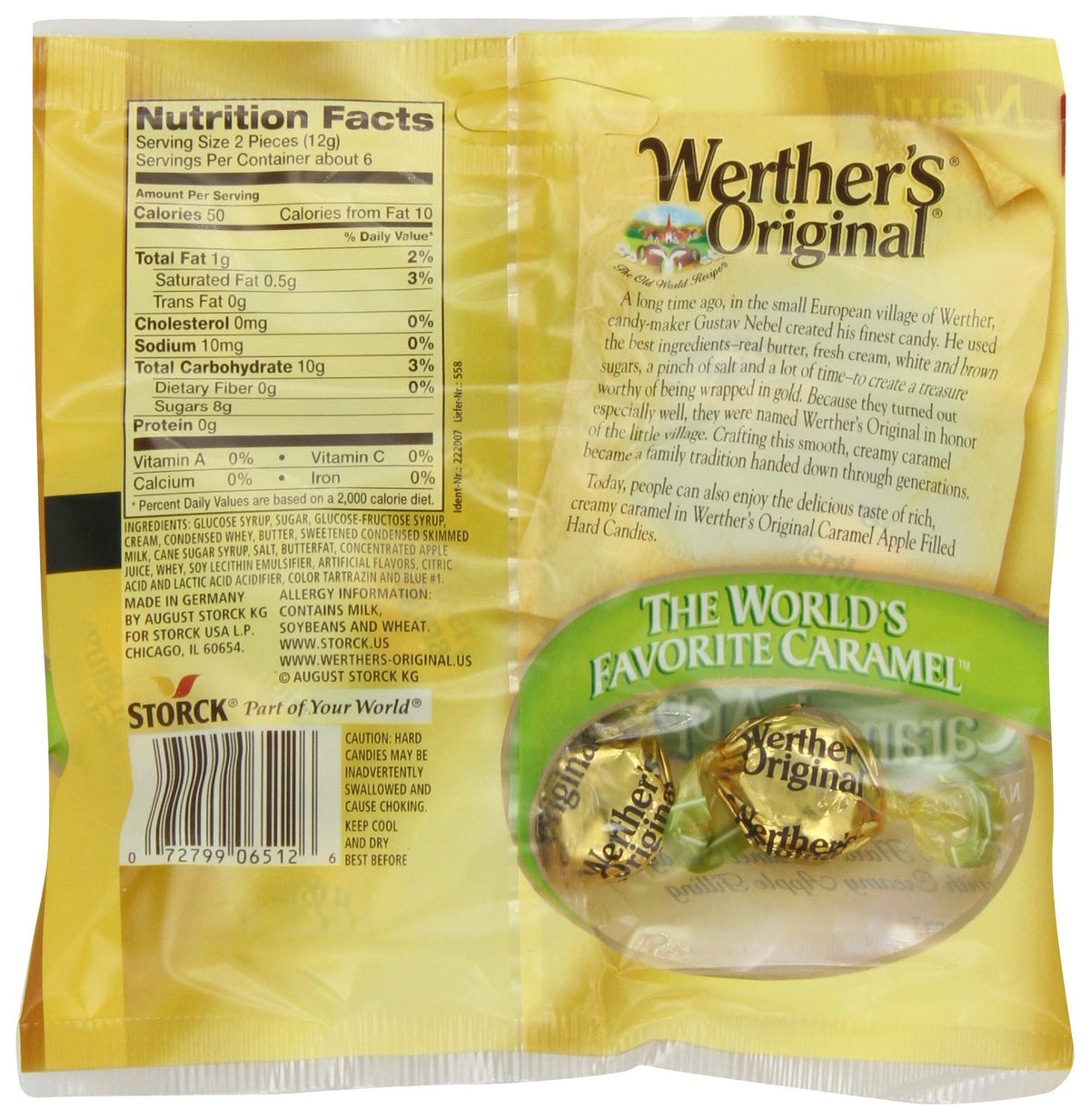 Werther's Original caramel apple filled candies on a shelf display, perfect party tray option