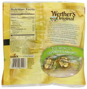 Werther's Original caramel apple filled candies on a shelf display, perfect party tray option