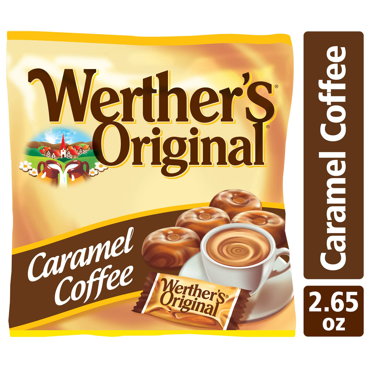 Werther's Original caramel coffee candy with coffee swirl, a smooth premium treat for dessert trays.