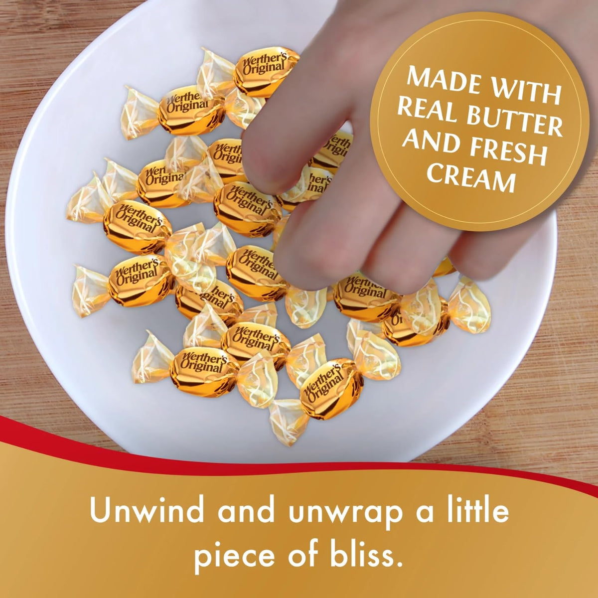 Werther's Original caramel hard candy travel-friendly snack for on the move.