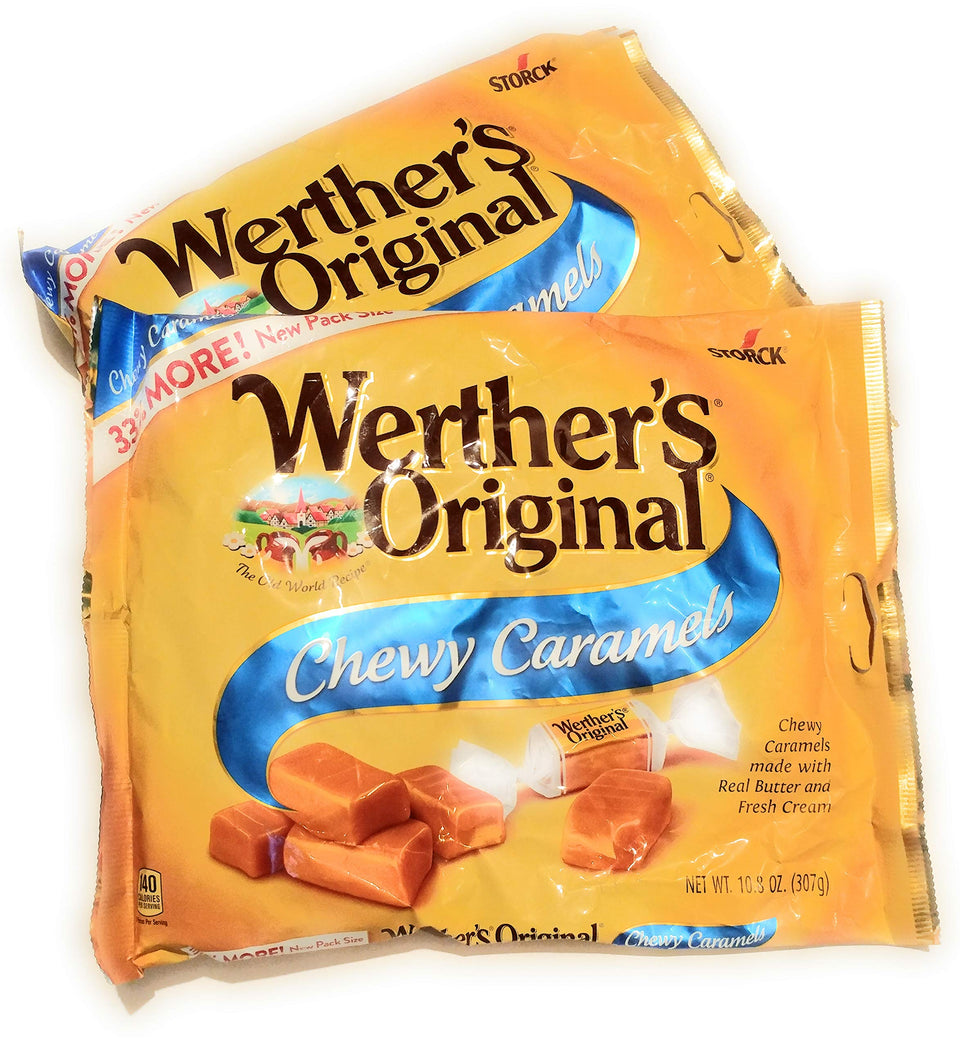 Werther's Original chewy caramel, individually wrapped packs, ideal for sharing at parties or gifts.
