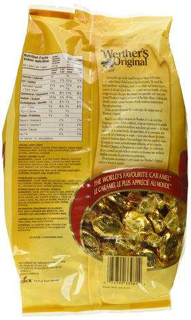 Werther's Original creamy caramel-filled candy cross-section; rich filling for a decadent bite.