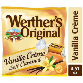 Werther's Original Vanilla Creme Soft Caramels with creamy center for melt-in-your-mouth enjoyment.