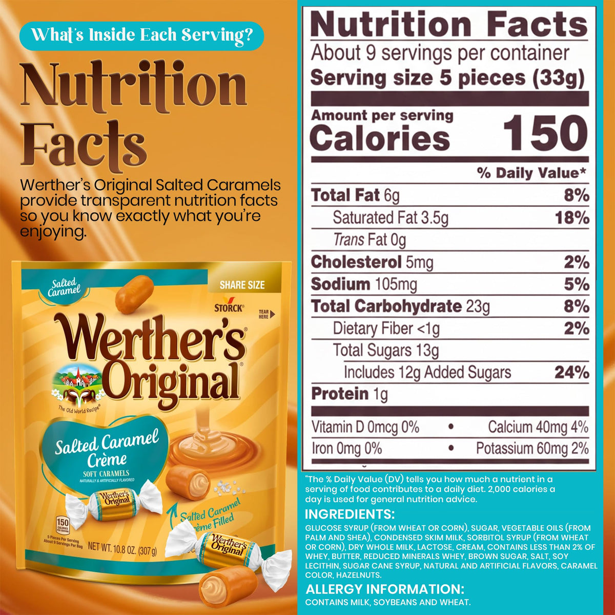 Hominics Werther's salted caramel creme bag ideal for gifting.