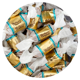 Werther's Original Salted Creme Soft Caramels in a 1 lb bulk bag for sharing.