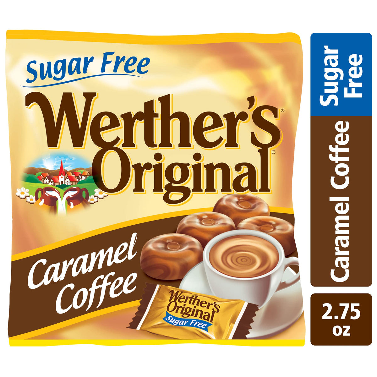 Werther's Original sugar-free caramel coffee candies individually wrapped for freshness and portability.