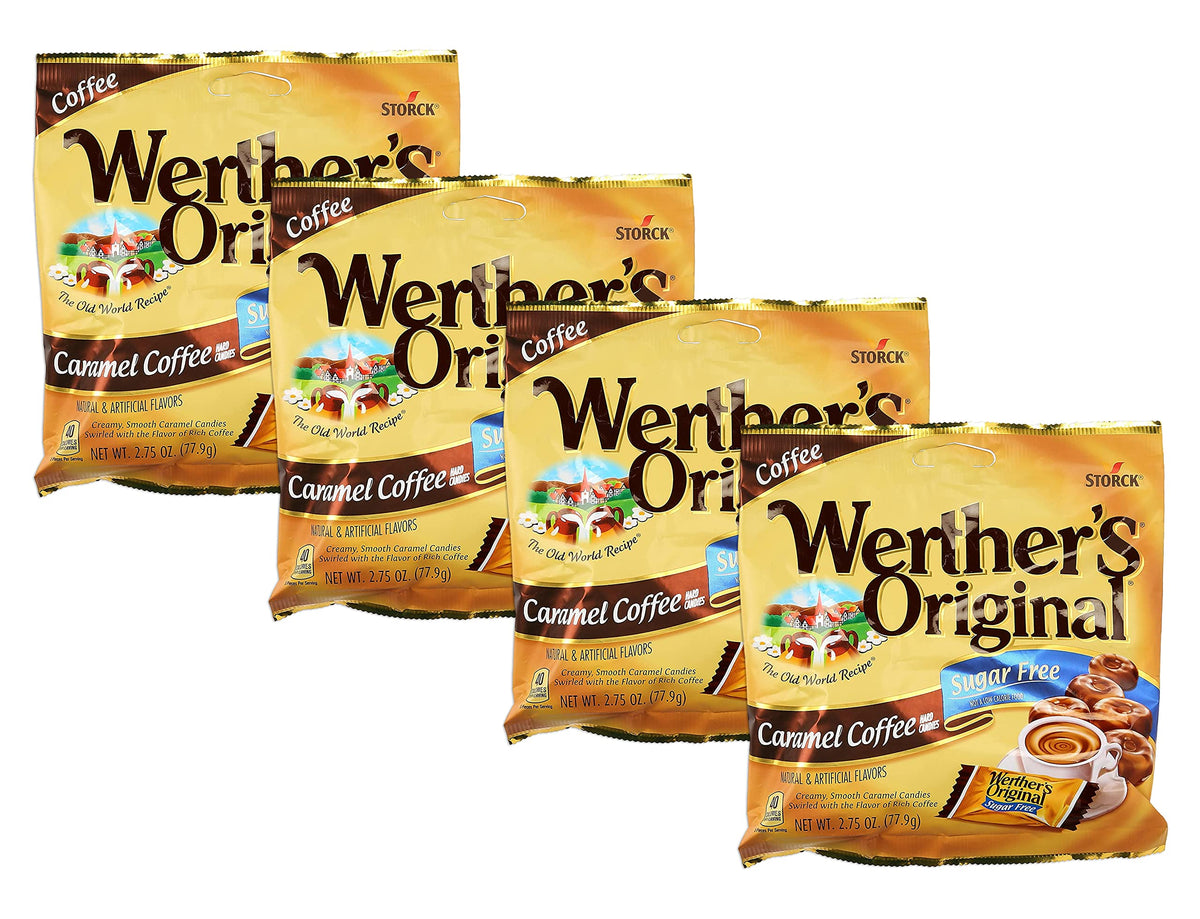 Werther's Original sugar free caramel coffee hard candy pack for on-the-go snacking.