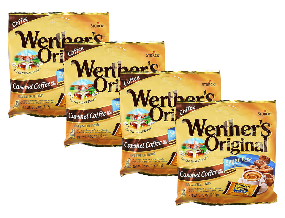 Werther's Original sugar free caramel coffee hard candy pack for on-the-go snacking.