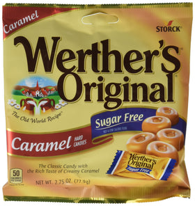 Werther's Original Sugar Free Caramel hard candies, individually wrapped for on-the-go indulgence